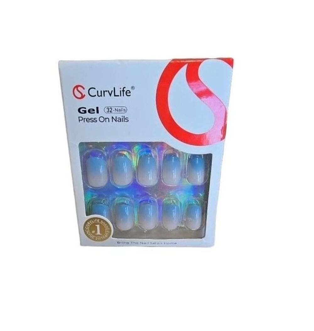 Curvlife Gel Press On Nails Blue Ombre
